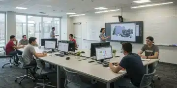 Students collaborating in a modern classroom, symbolizing future-proof education