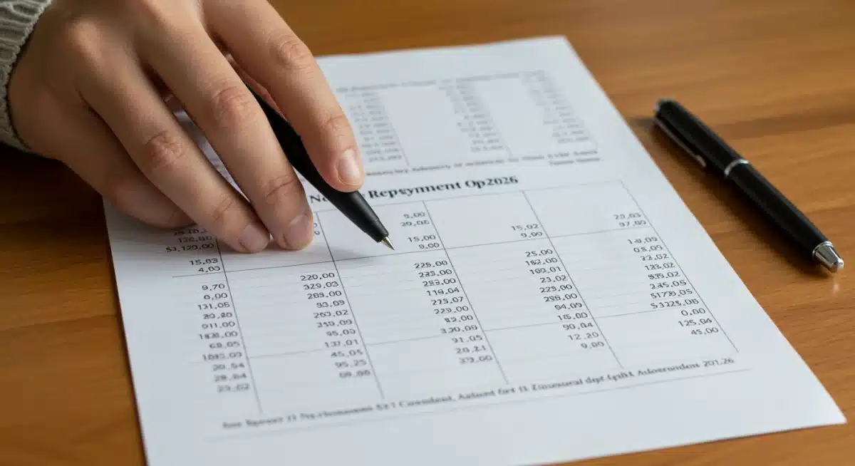 Hand highlighting new student loan repayment options for 2026 on a document