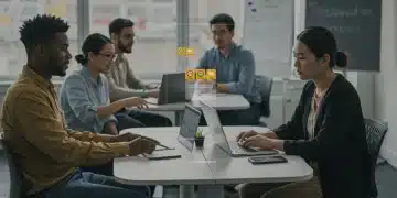 Professionals learning with micro-credentials in a modern setting