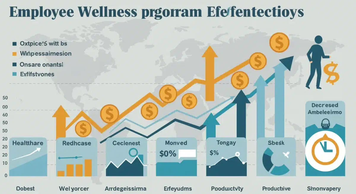 Infographic detailing financial benefits and metrics of effective employee wellness programs.