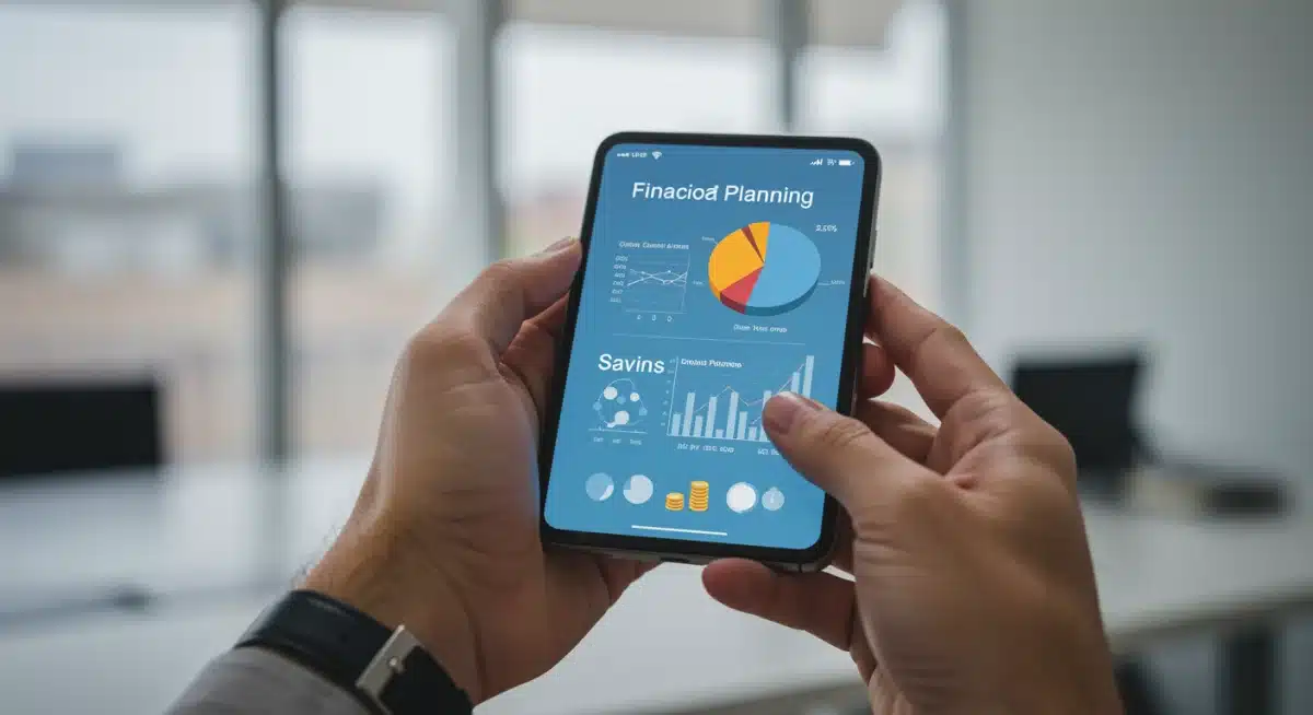 Smartphone displaying a financial planning app, symbolizing digital tools for financial management.