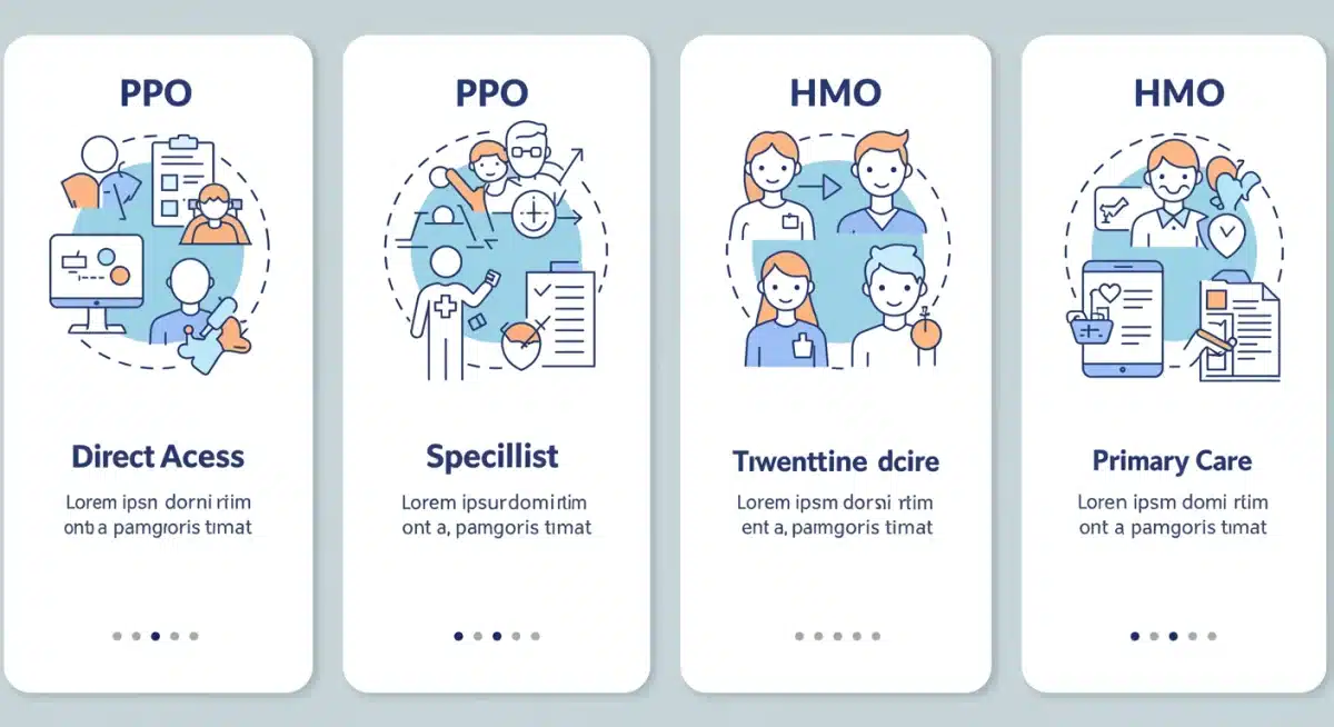 Infographic comparing patient pathways and cost implications for PPO and HMO plans