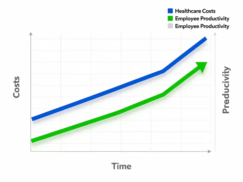 Graph showing reduced healthcare costs and increased productivity from wellness programs.